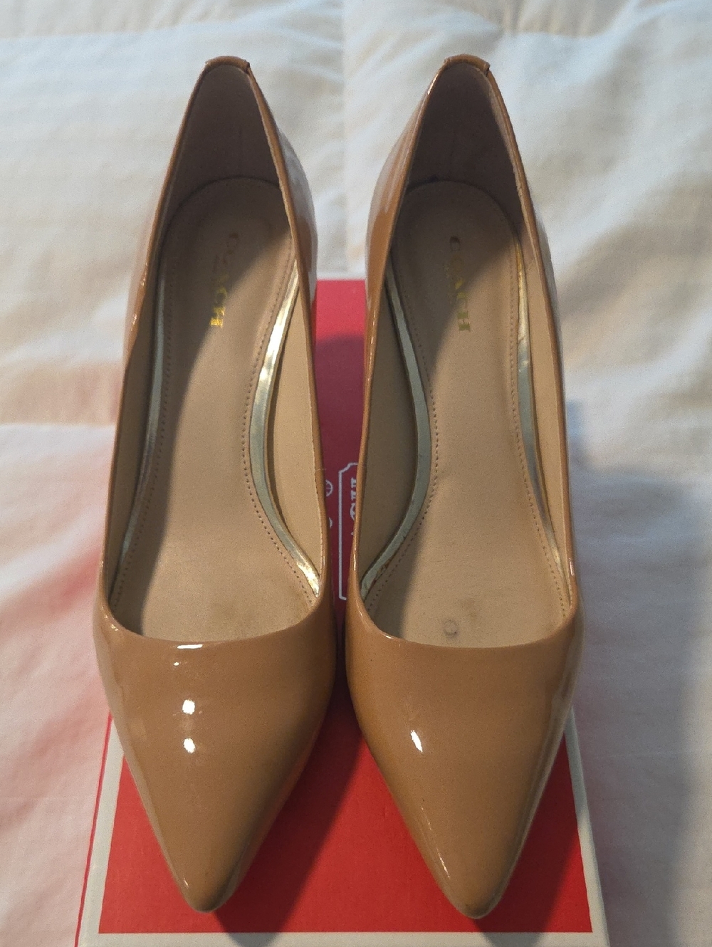 Coach Nude Patent Pointed-Toe Pumps